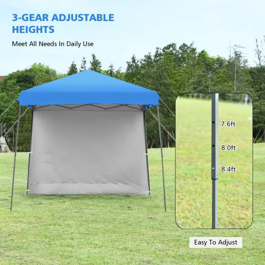 10 x 10 Feet Pop Up Tent Slant Leg Canopy with Detachable Side Wall-Blue