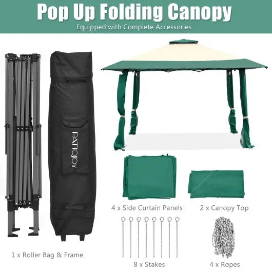 13'x13' Pop Up Canopy Tent Instant Outdoor Folding Canopy Shelter-Green