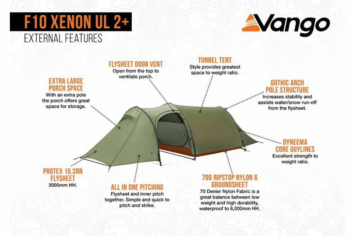 2 Person Camping & Hiking Tent - F10 Xenon UL 2  Tent - 2.4kg by F10