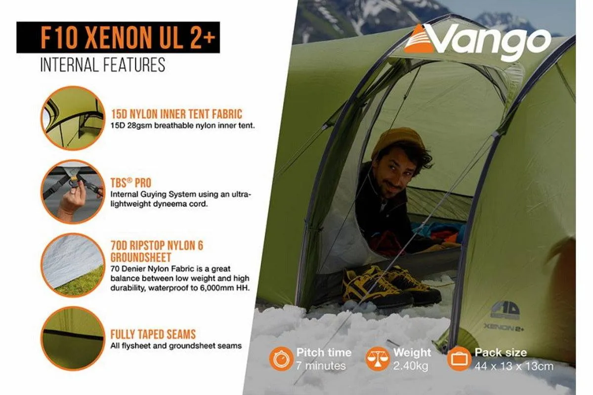 2 Person Camping & Hiking Tent - F10 Xenon UL 2  Tent - 2.4kg by F10