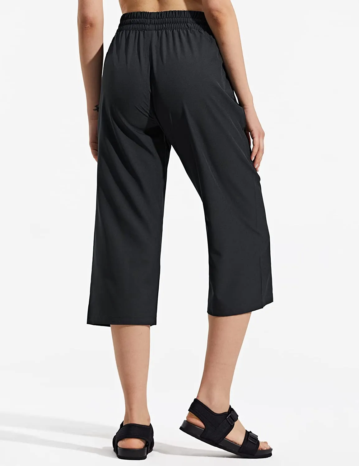 Amy Fashion - Capri Pants Wide Leg Lightweight Quick Dry Comfy Lounge Sweatpants