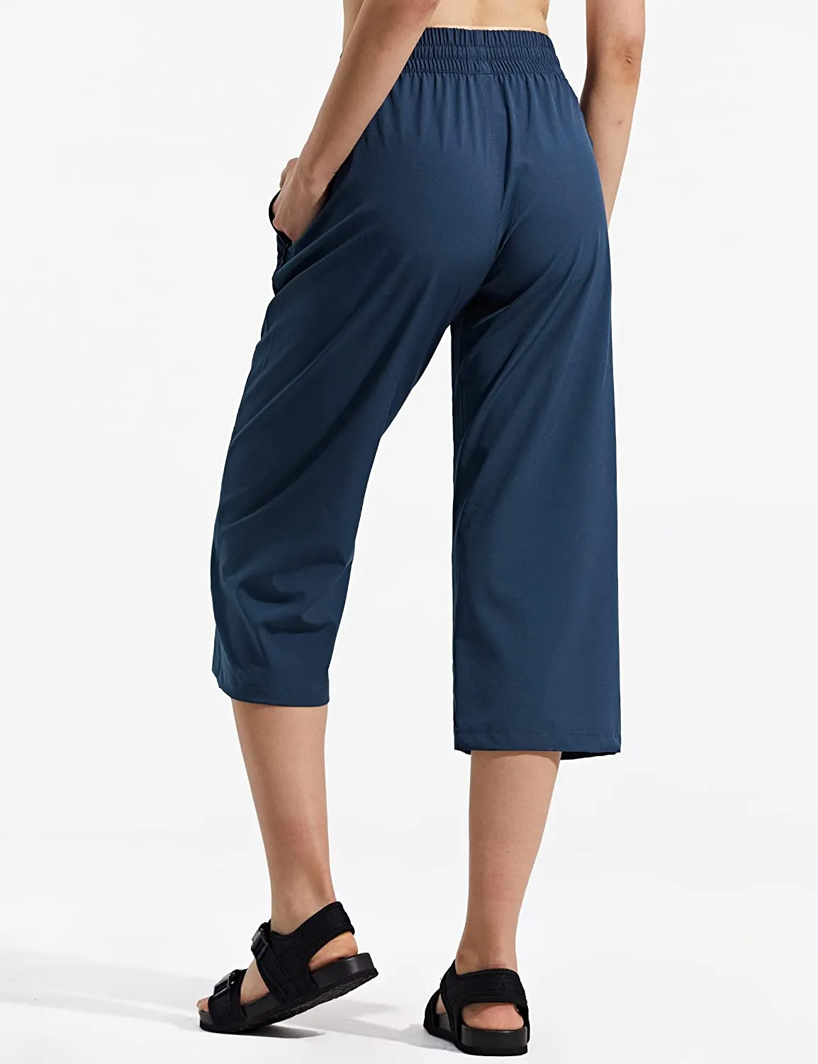 Amy Fashion - Capri Pants Wide Leg Lightweight Quick Dry Comfy Lounge Sweatpants