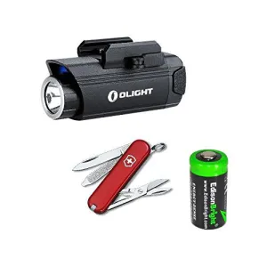 Bundle: Olight PL1 400 Lumen LED pistol light, Victorinox Swiss Army Classic SD Knife/multi-Tool, with EdisonBright CR123A lithium battery bundle