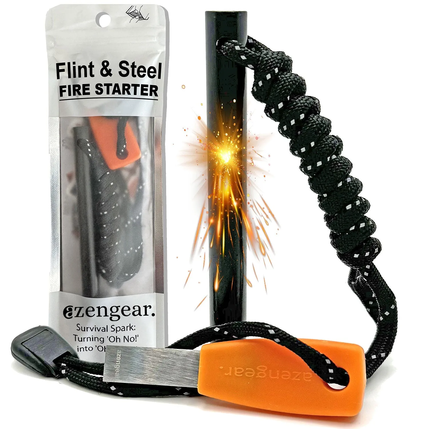 Camping Flint and Steel Fire Starter, Ferro Rod, HSS Striker