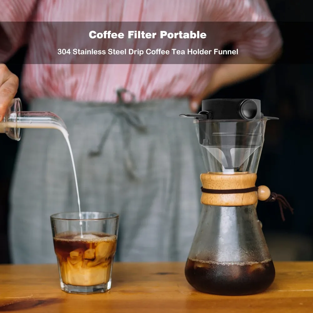 Foldable Portable  Coffee Filter Coffee Maker Stainless Steel Drip Coffee Tea Holder Reusable Paperless Pour Over Coffee Dripper