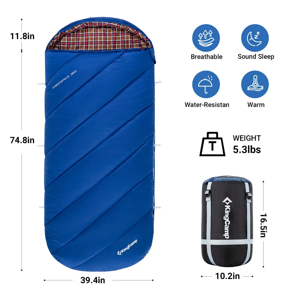 KingCamp 350g Filling Plus Size 3-4 Season Navy Sleeping Bag