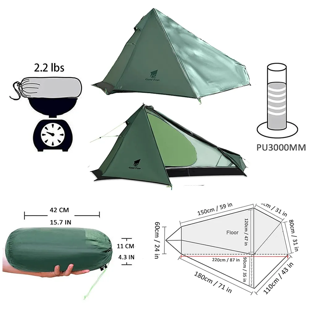 Pyramid II  | 1 Person 3 Season Camping Backpacking Tent Minimalism Ultralight